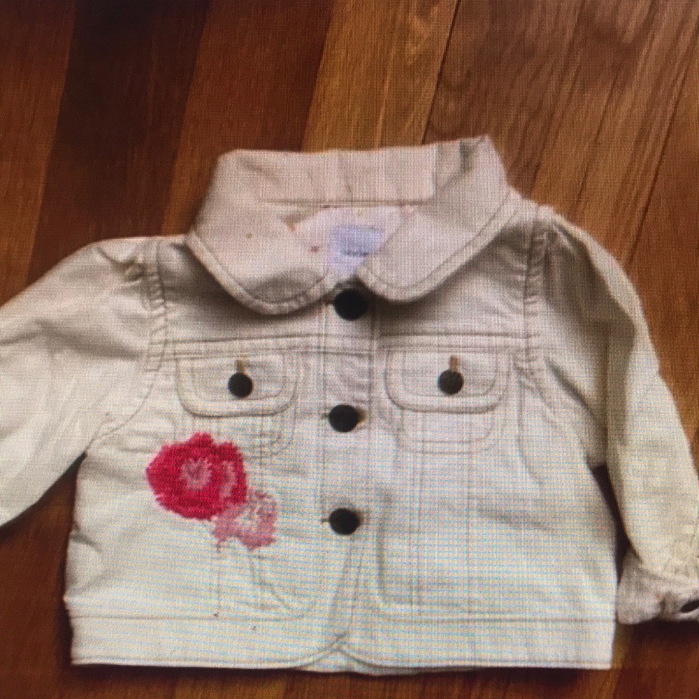 Cream Kids Jacket with Floral Design